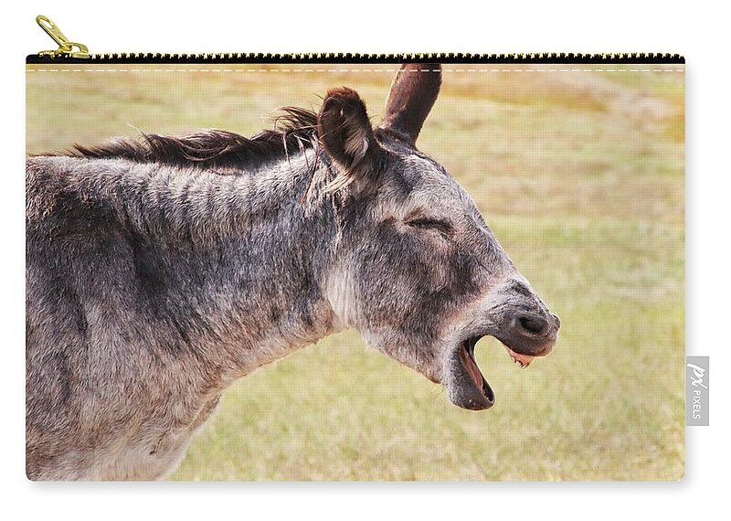 Donkey At Custer Zip Pouch featuring the photograph Donkey at Custer State Park #1 by Susan Jensen