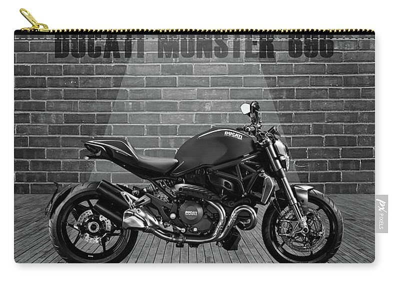 Ducati Carry-all Pouch featuring the mixed media Ducati Monster 696 Red Wall by Smart Aviation