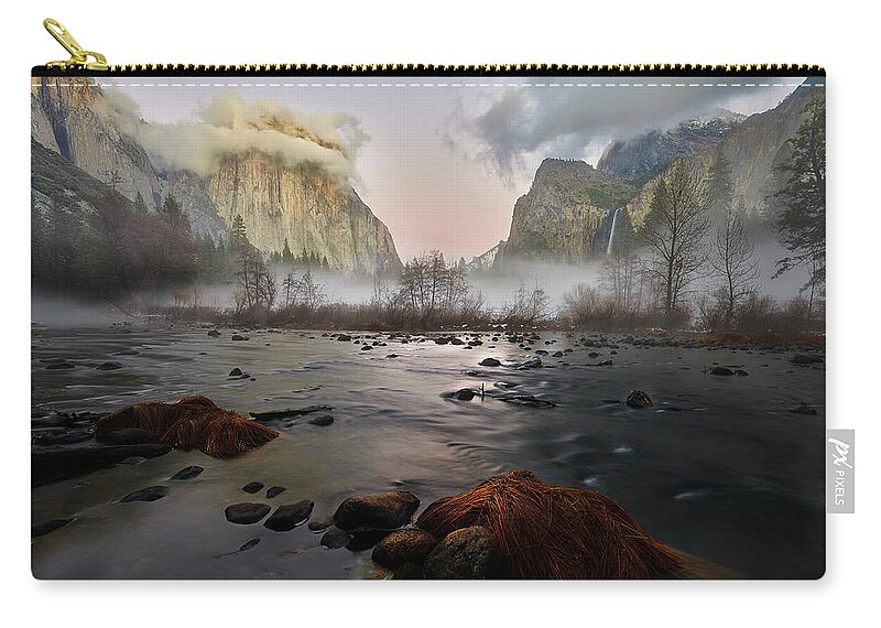Forest Zip Pouch featuring the photograph Dusk in Yosemite #1 by Jon Glaser