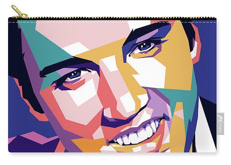 Elvispresleysingerpopartportraitfilmmoviestaractressactorhollywoodglamourgolden Ageclassicfilmsiconcelebritystarsmoviesactressesstarson Artgeometricdigitalillustrationwarholstarsonartgallery Zip Pouch featuring the digital art Elvis Presley #2 by Movie World Posters