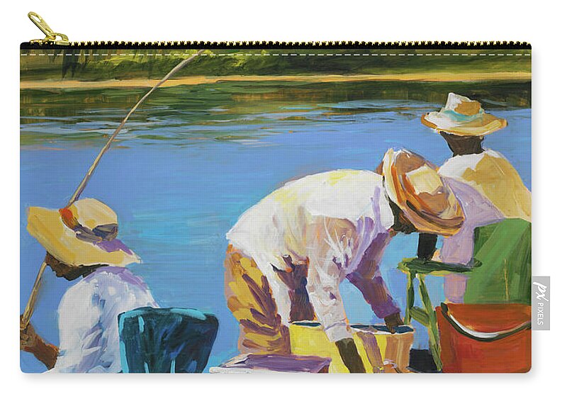 Coastal Carry-all Pouch featuring the painting Fishing I by Jane Slivka