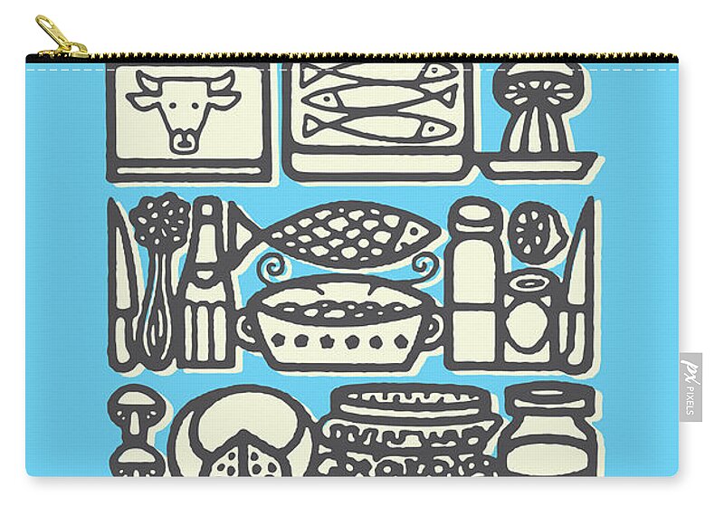Baked Goods Zip Pouch featuring the drawing Food Collage #1 by CSA Images