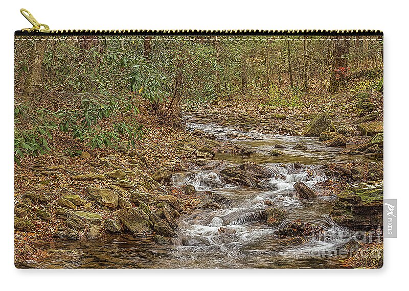 Desoto-falls Zip Pouch featuring the photograph Frogtown Creek #2 by Bernd Laeschke