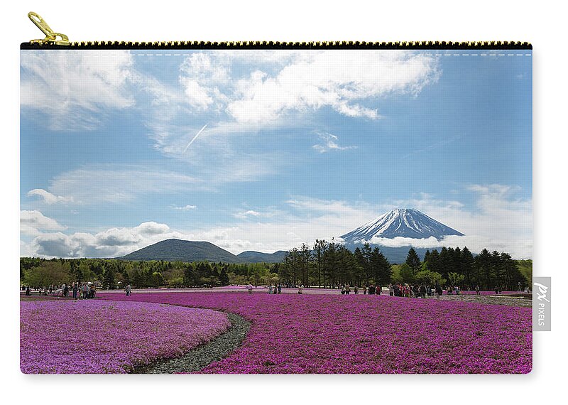 Scenics Zip Pouch featuring the photograph Fuji Shibazakura Matsuri #1 by Benoist Sebire