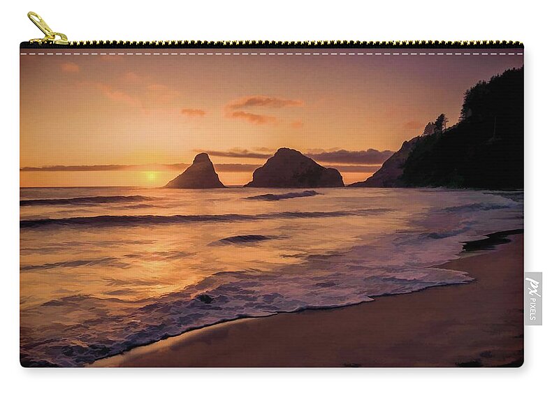 Sunset Zip Pouch featuring the painting Glorious Sunset by Bonnie Bruno