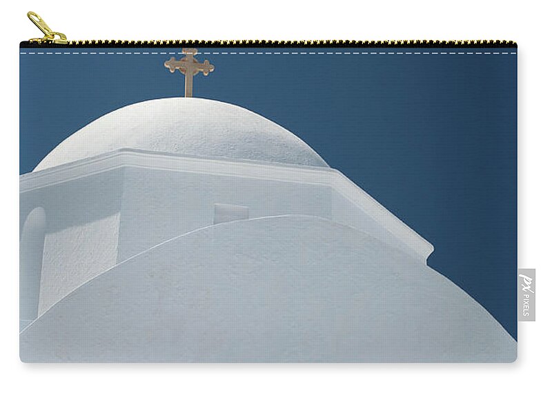 Greek Culture Zip Pouch featuring the photograph Greek Chapel #1 by Deimagine