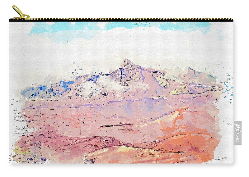 Nature Zip Pouch featuring the painting Haleakala National Park, Kula , USA - watercolor by Adam Asar #1 by Celestial Images