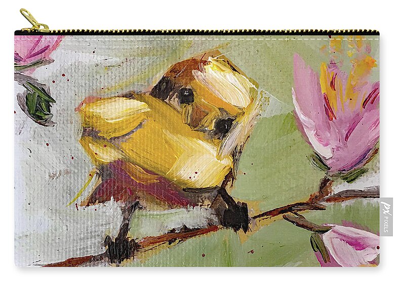 Bird Zip Pouch featuring the painting Hey Cutie by Roxy Rich