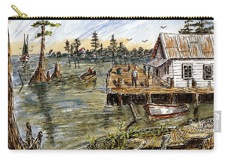 Swamp Zip Pouch featuring the painting In The Swamp #1 by Barry Jones