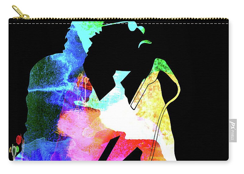 Inxs Zip Pouch featuring the mixed media INXS Watercolor #1 by Naxart Studio