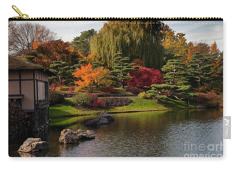 Japanese Zip Pouch featuring the photograph Japanese Gardens by Timothy Johnson