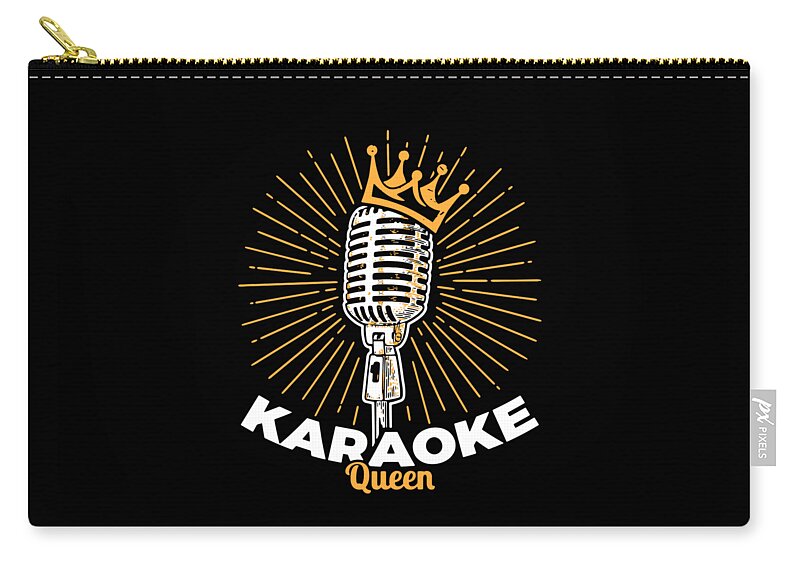 Karaoke Gifts Zip Pouch featuring the digital art Karaoke Queen design Gift for Singer Stars and Music Makers Karaoke Party Star Performers and Legends #2 by Martin Hicks