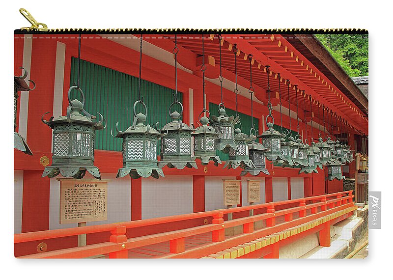 Kasuga Taisha Shrine Zip Pouch featuring the photograph Kasuga Taisha Shrine - Nara, Japan #2 by Richard Krebs