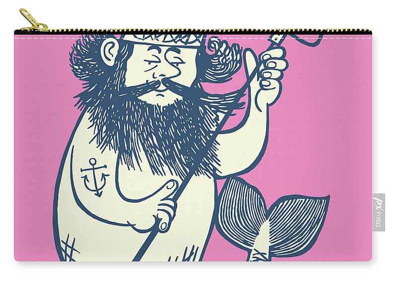 Adult Zip Pouch featuring the drawing King Neptune #1 by CSA Images