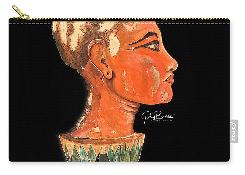 Oil On Canvas Zip Pouch featuring the painting King Tut - the Boy King #2 by Philip And Robbie Bracco