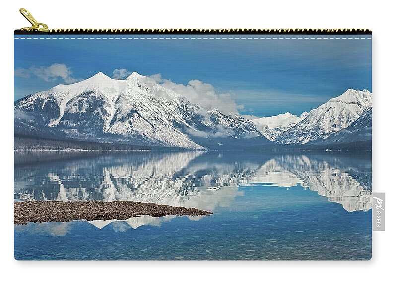 Scenics Zip Pouch featuring the photograph Lake Mcdonald #1 by Mark Shaiken - Photography