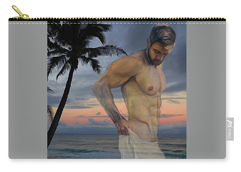 Male Zip Pouch featuring the digital art Laurent #1 by Richard Laeton