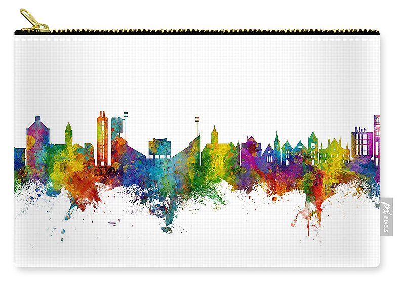 Lawrence Zip Pouch featuring the digital art Lawrence Kansas Skyline #1 by Michael Tompsett