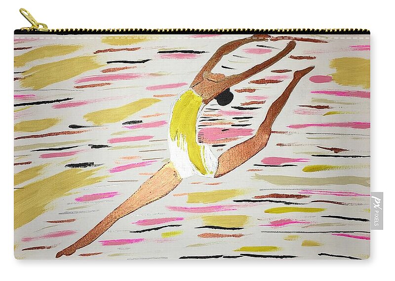 Dance Pose Zip Pouch featuring the mixed media Leap #1 by Tara Rocker