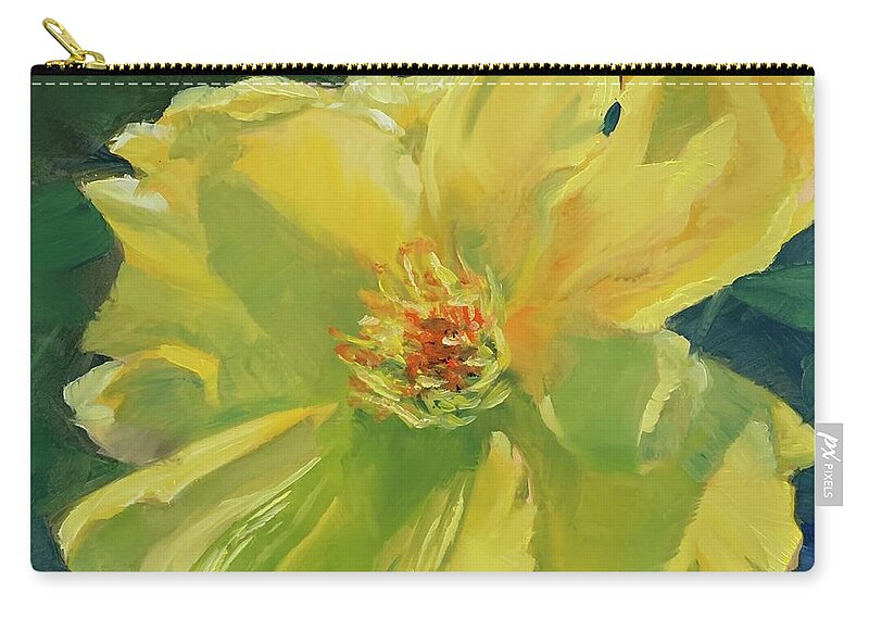 Rose Zip Pouch featuring the painting Lemon Fizz Rose by Jan Chesler