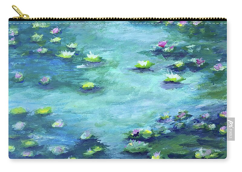Water Lilies Carry-all Pouch featuring the painting Lily Pond by Roxy Rich