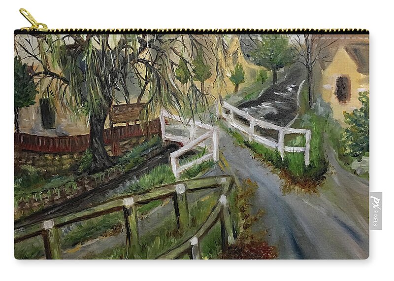 Cotswold Zip Pouch featuring the painting Lower Slaughters Country Inn #1 by Roxy Rich