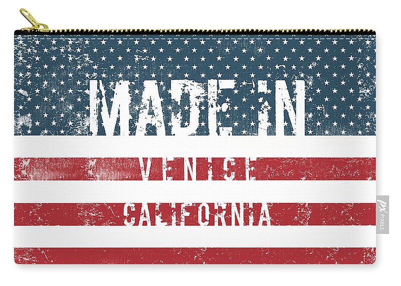Venice Zip Pouch featuring the digital art Made in Venice, California #1 by TintoDesigns