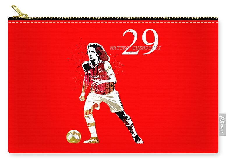 Arsenal Zip Pouch featuring the painting Matteo Guendouzi #1 by Art Popop