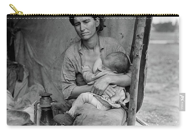 Depression Zip Pouch featuring the photograph Migrant Farm Worker's Family In Nipomo California, 1936 by Dorothea Lange