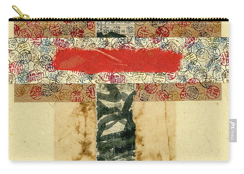 Collage Zip Pouch featuring the mixed media Mini Collage 575A by Carol Leigh