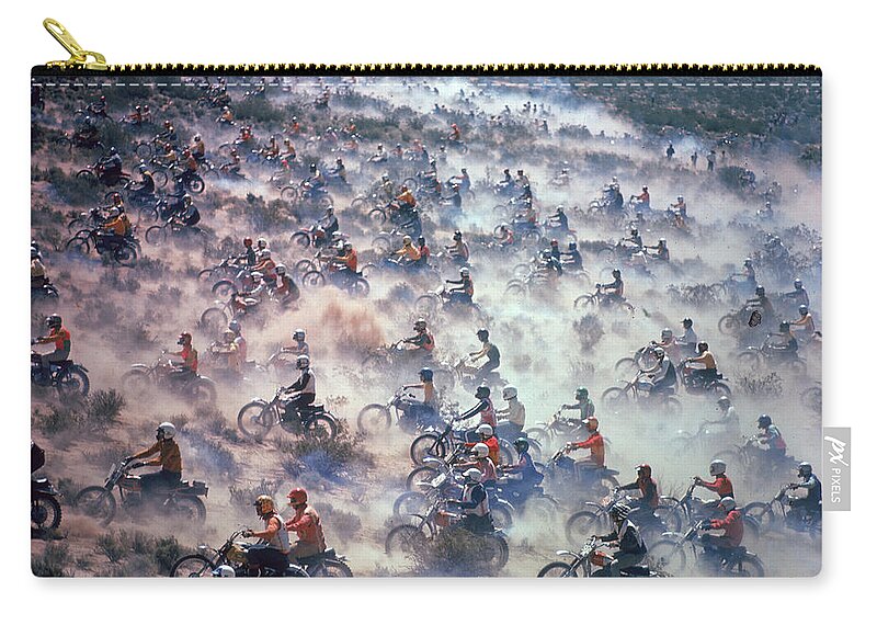Motorcycle Race Zip Pouch featuring the photograph Mint 400 Motocross Race by Bill Eppridge
