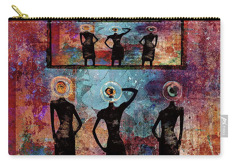 Silhouettes Zip Pouch featuring the digital art Mirror Universes by Marilyn Wilson