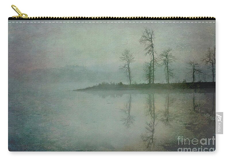 Fog Zip Pouch featuring the photograph Misty Tranquility #1 by Ken Johnson