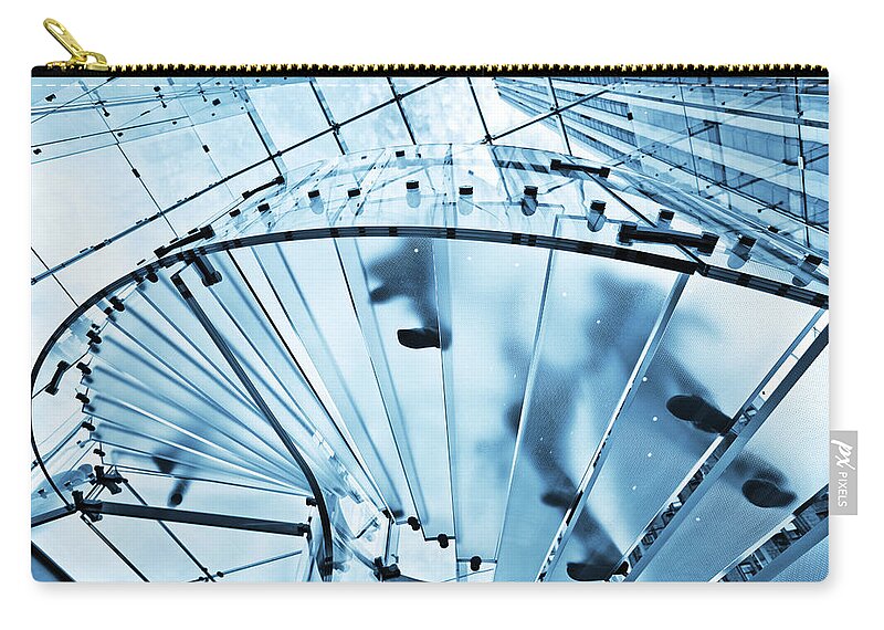 Steps Zip Pouch featuring the photograph Modern Glass Staircase #1 by Nikada