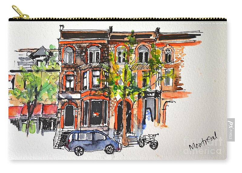 Buildings Zip Pouch featuring the painting Montreal #1 #1 by Betty M M Wong