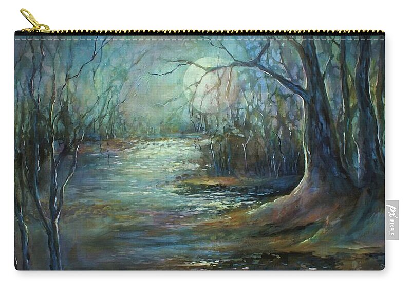 Painting Zip Pouch featuring the painting Moonlight #1 by Michael Lang