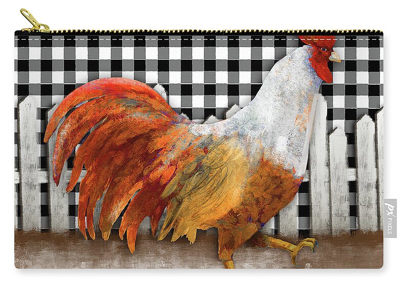 Rooster Carry-all Pouch featuring the painting Morning Rooster I by Dan Meneely