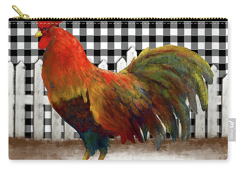 Morning Zip Pouch featuring the painting Morning Rooster II #1 by Dan Meneely
