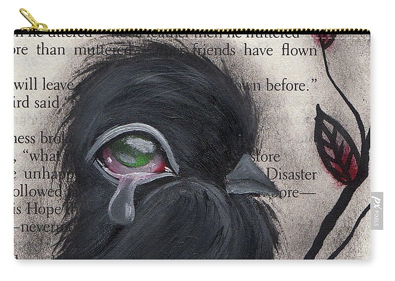 Raven Carry-all Pouch featuring the painting Nevermore by Abril Andrade