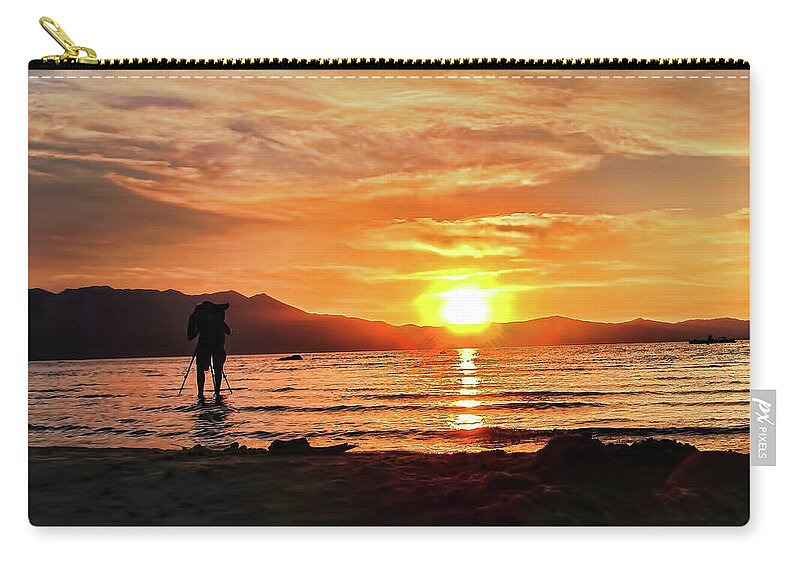 Lake Tahoe Zip Pouch featuring the photograph Photographing Lake Tahoe Sunset #2 by Pat Cook