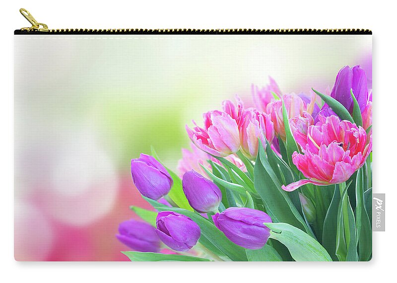 Tulips Zip Pouch featuring the photograph Mauve Affair by Anastasy Yarmolovich