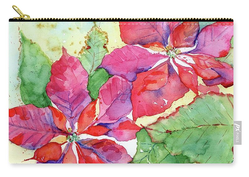 Poinsettia Carry-all Pouch featuring the painting Poinsettia by Rebecca Matthews