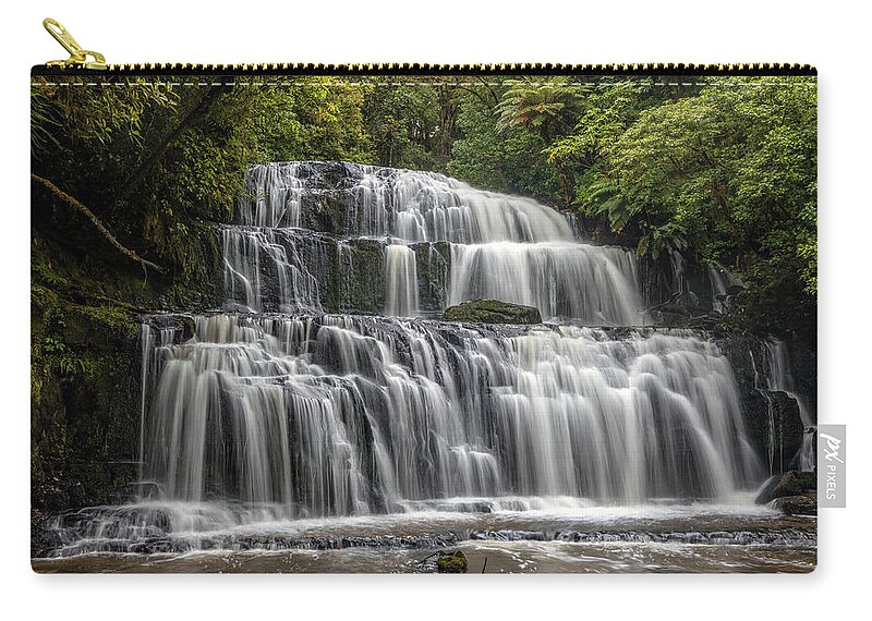 Purakaunui Falls Zip Pouch featuring the photograph Purakaunui Falls - New Zealand #1 by Joana Kruse