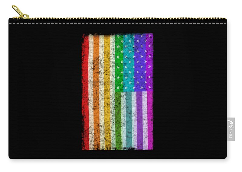 Cool Zip Pouch featuring the digital art Rainbow Us Flag #1 by Flippin Sweet Gear