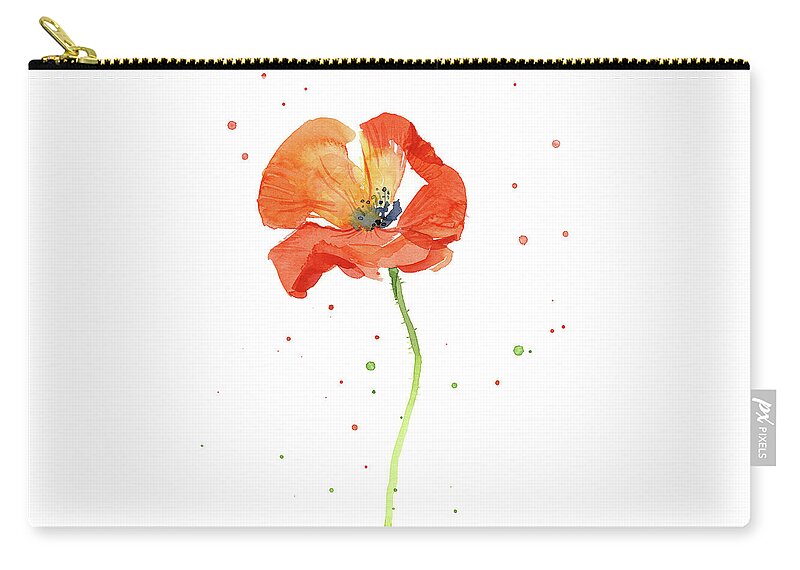 Poppy Painting Zip Pouch featuring the painting Red Poppy Flower #2 by Olga Shvartsur
