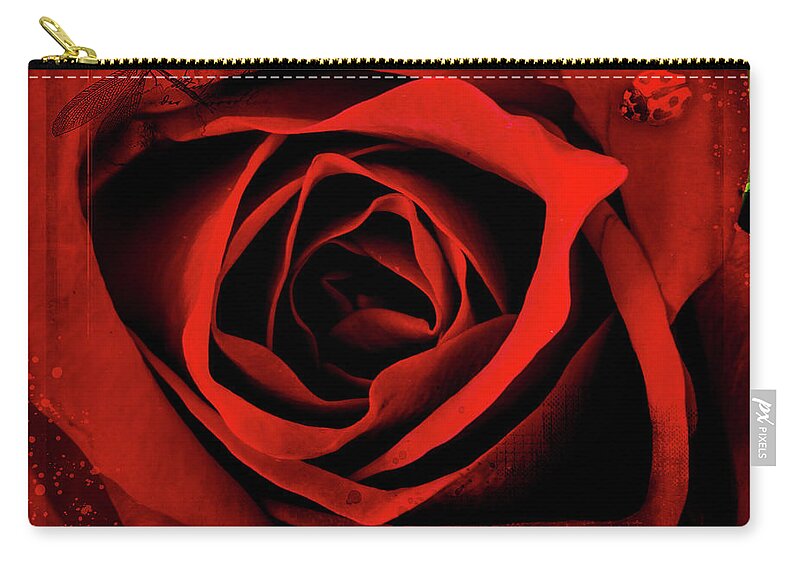 Flower Zip Pouch featuring the photograph Red, Red Rose #1 by Keith Hawley