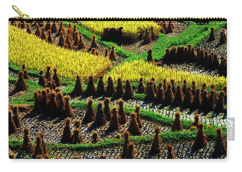 Rice Paddy Zip Pouch featuring the photograph Ricescapes, China, North-east Asia #1 by Richard I'anson
