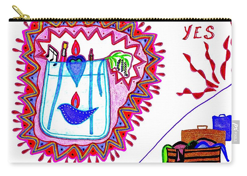 Sacred Zip Pouch featuring the drawing Sacred Yes by Karen Nice-Webb