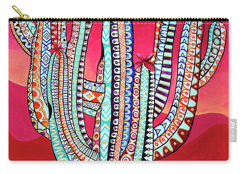 Art By Ashley Lane Zip Pouch featuring the painting Saguaro Sunset by Ashley Lane