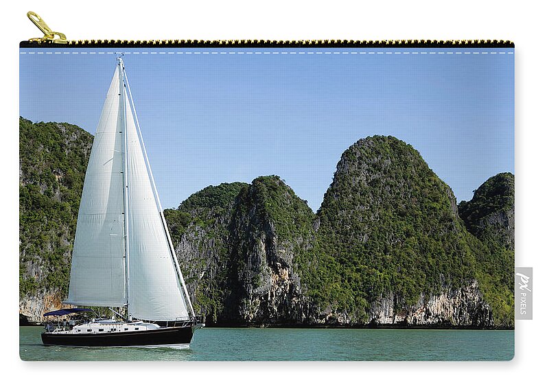 Southeast Asia Zip Pouch featuring the photograph Sailing Sailboat Phuket Province Phang #1 by Laughingmango